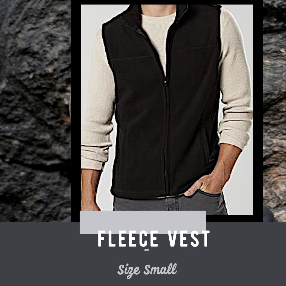 Black Fleece Pocket Zipper Basic Editions Vest - Picture 2 of 5